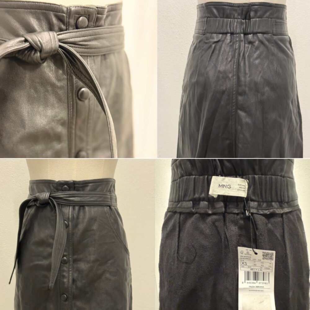 Mango Black Faux Leather Skirt Size XS